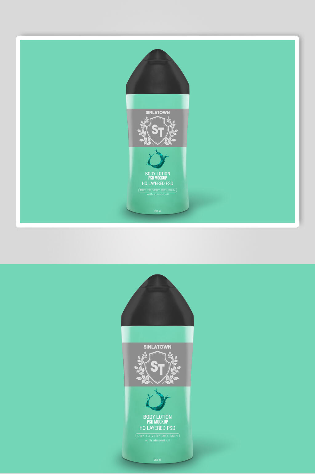 绿色简约瓶子高端创意洗护包装样机素材