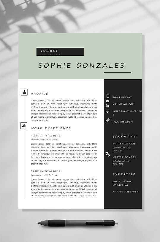 果清色国外英文简历WORD模板-众图网