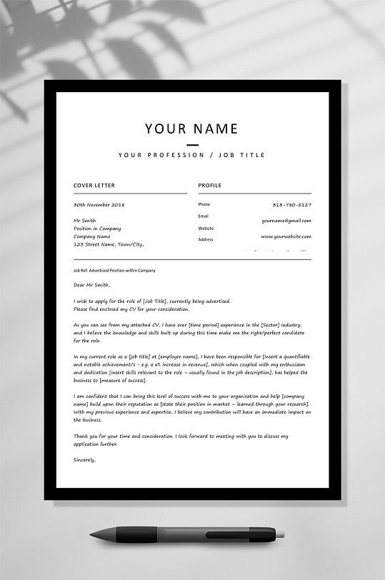 简约国外英文简历WORD模板-众图网