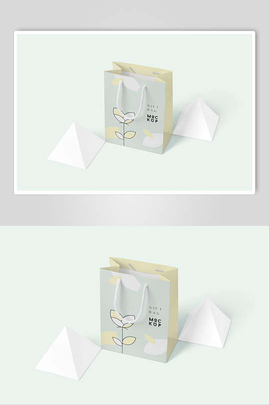 清新手提礼品袋纸袋包装展示样机