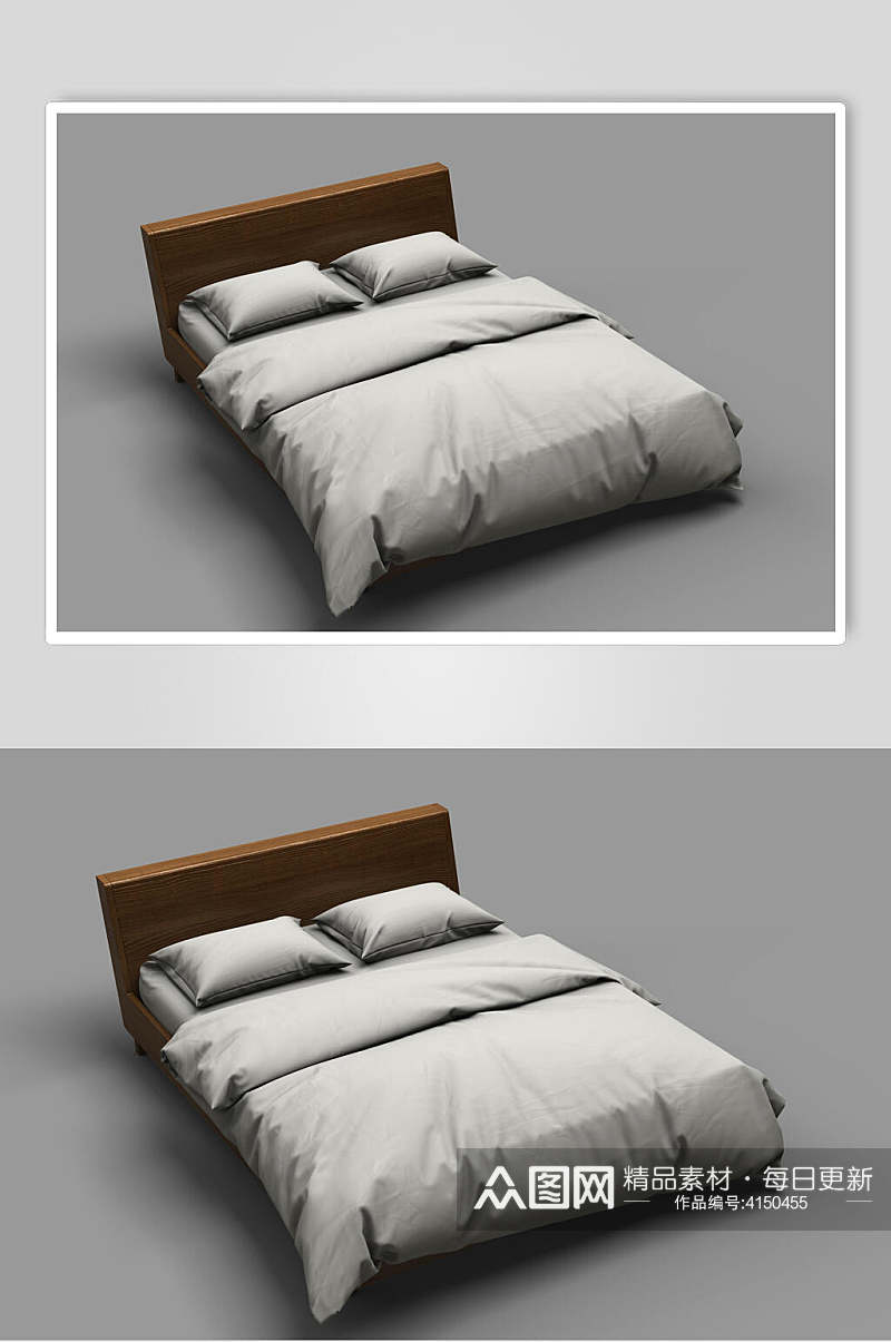 创意枕头床铺样机素材