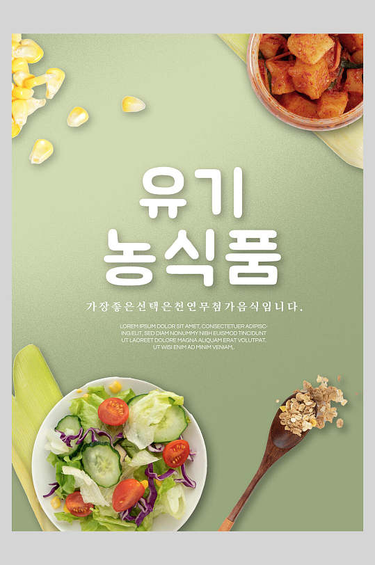 时尚传统绿色蔬菜轻食健康饮食海报