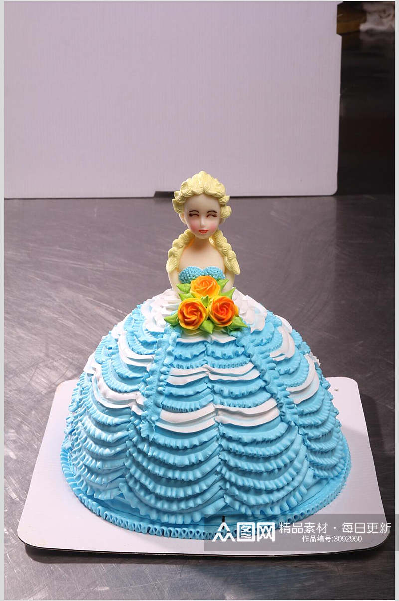 蓝色唯美创意生日蛋糕食物美食图片素材