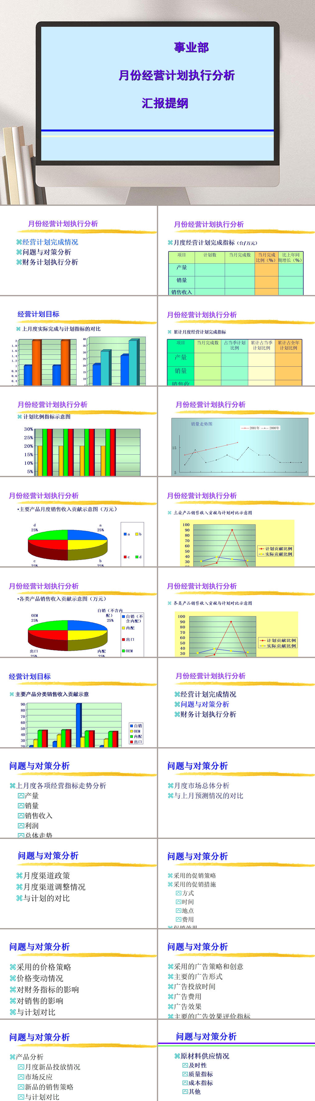 月份经营计划执行分析企业PPT素材