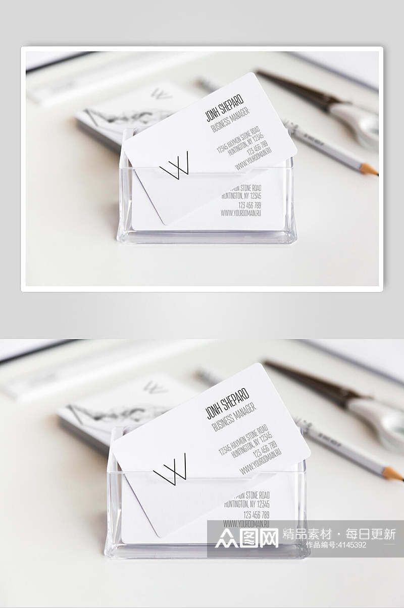 卡片白色简约品牌VI设计展示样机素材