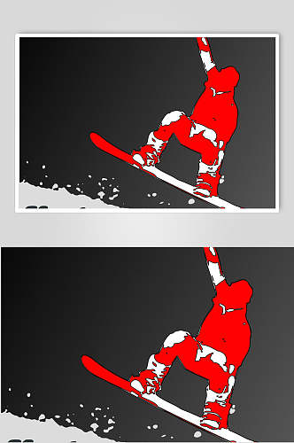 红黑色滑雪矢量素材