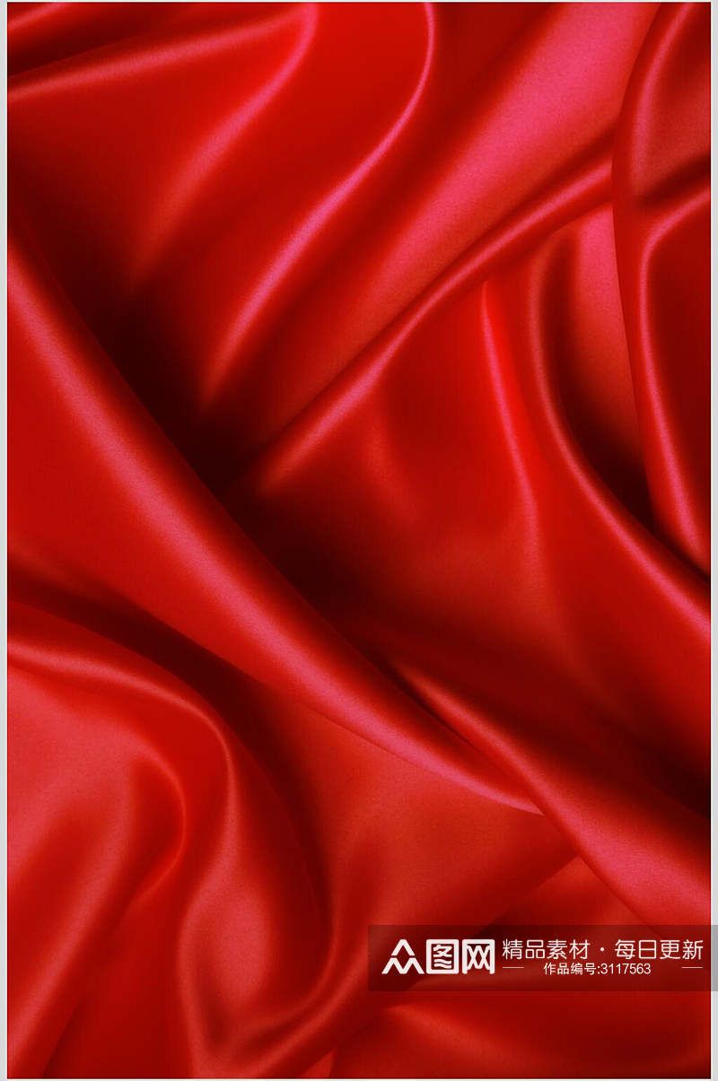 红色绸缎面料丝绸布料图片素材