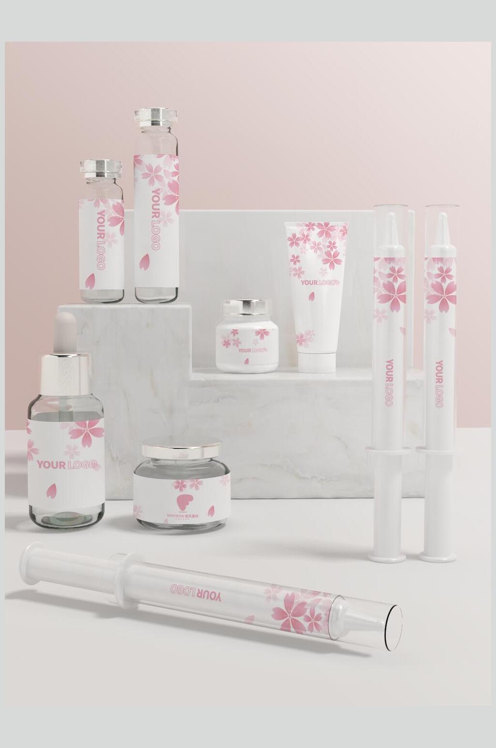 粉红色化妆品礼盒样机素材