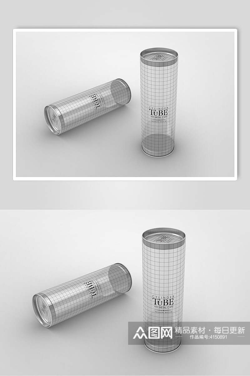 圆筒透明塑料桶样机素材