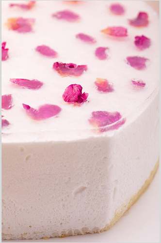 玫瑰红生日蛋糕美食图片