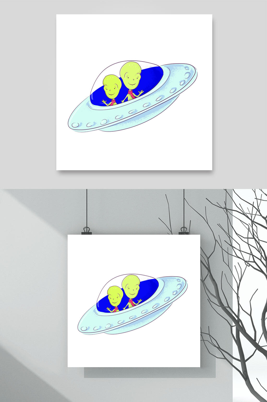 双人航天动物插画矢量素材素材