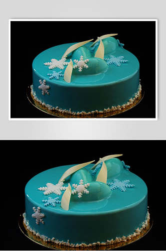 蓝色生日蛋糕食物图片