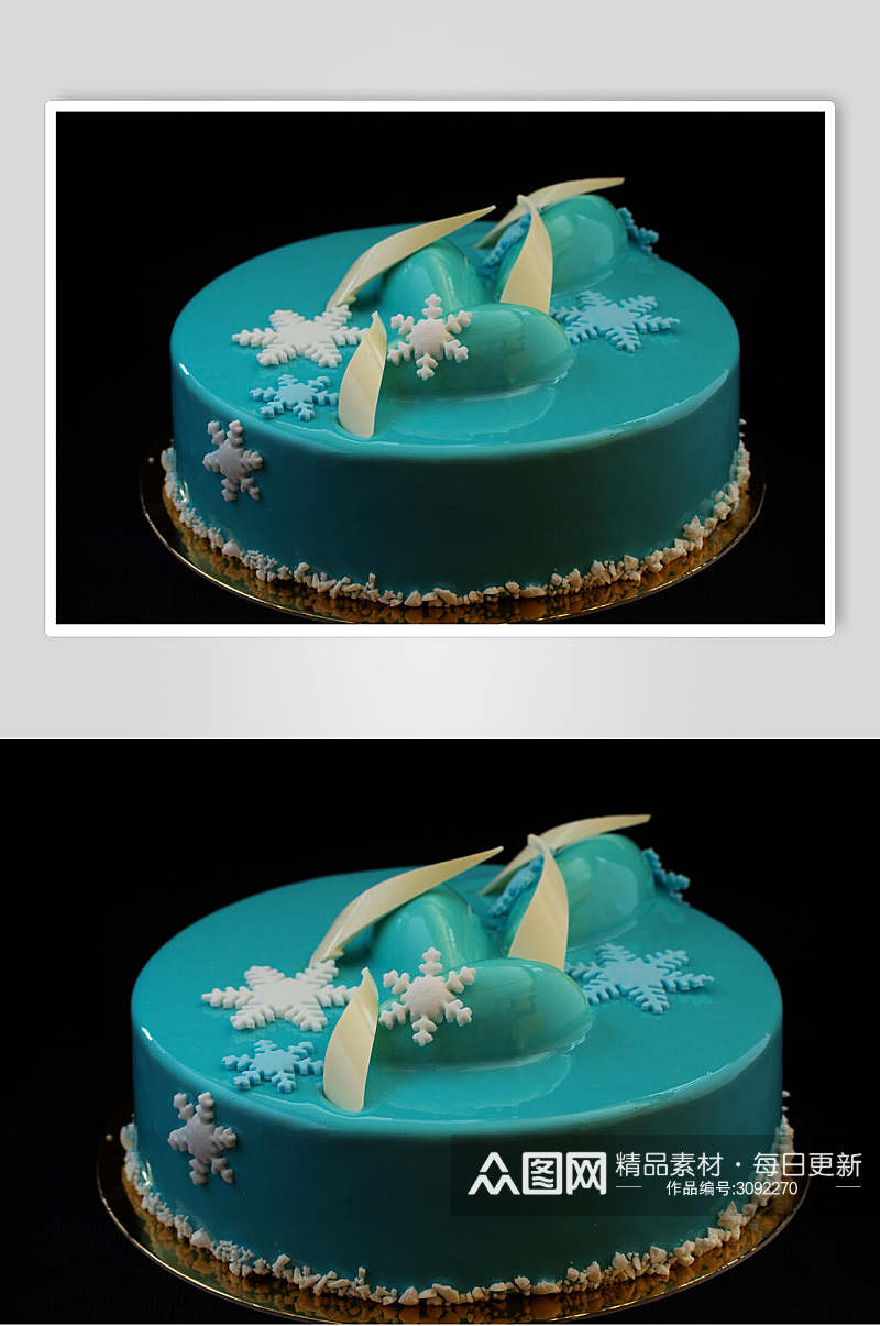 蓝色生日蛋糕食物图片素材