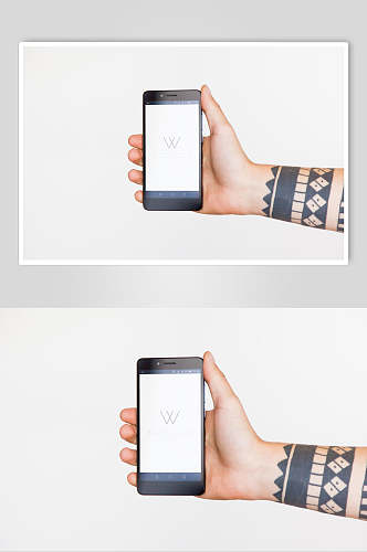 手指纹身白色简约品牌VI设计样机