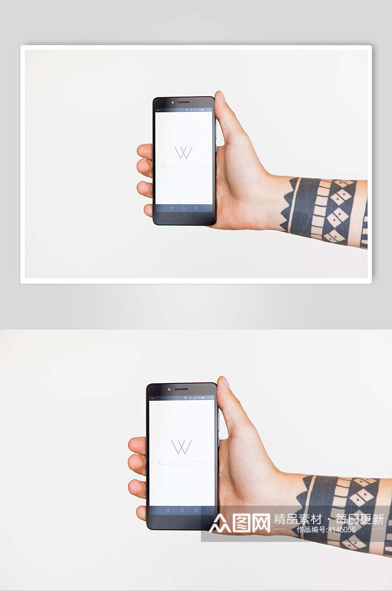 手指纹身白色简约品牌VI设计样机素材