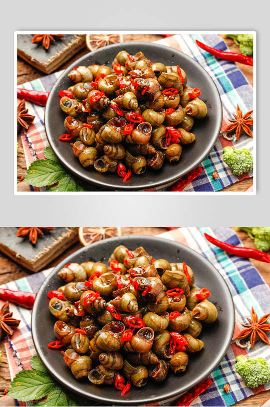 招牌香辣螺菜品摄影图