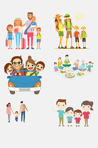 彩色卡通幸福家庭插画免抠设计素材