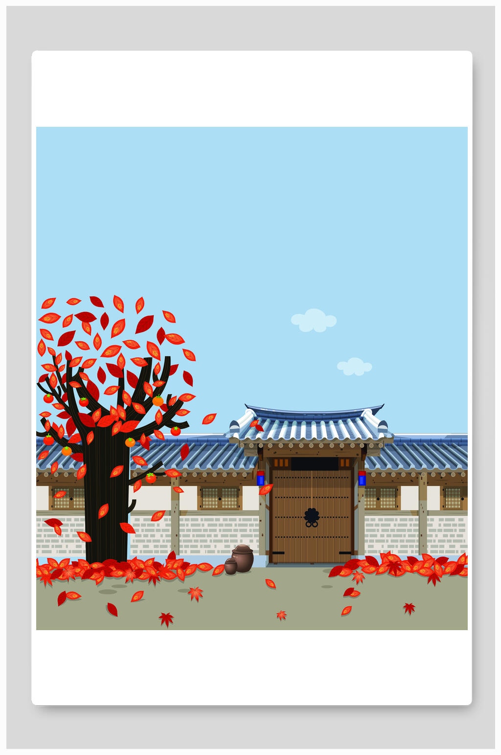 贴画古镇建筑背景素材