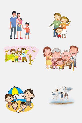 清新卡通幸福家庭插画免抠设计素材