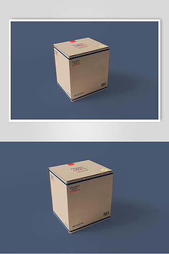 立体方形蓝色快递盒包装盒样机