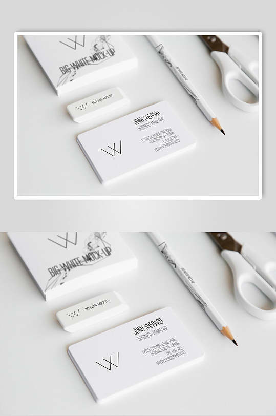 英文字母铅笔刀白色品牌VI样机