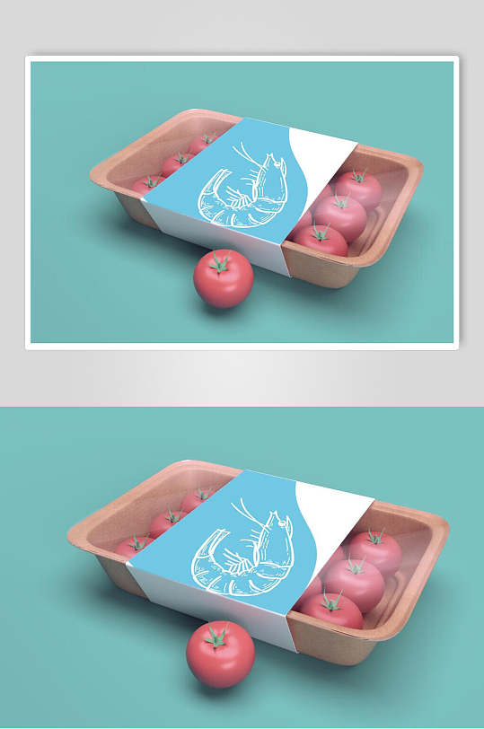 创意西红柿食物包装盒样机