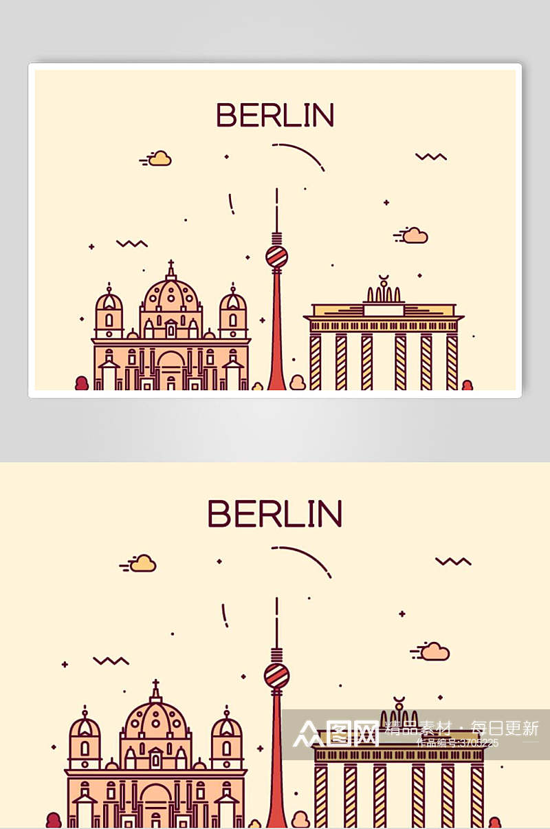 BERLIN世界建筑插画矢量素材素材