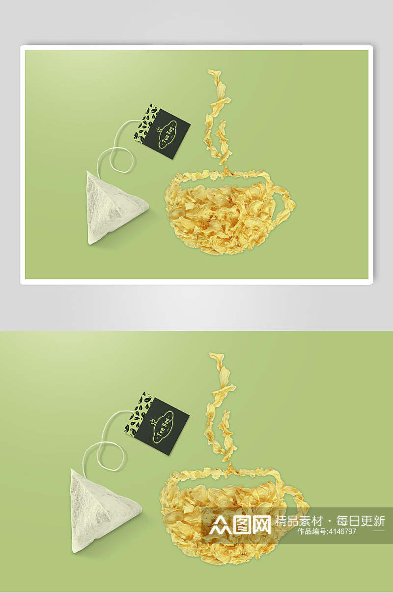 三角绿黄清新高端创意茶叶罐样机素材