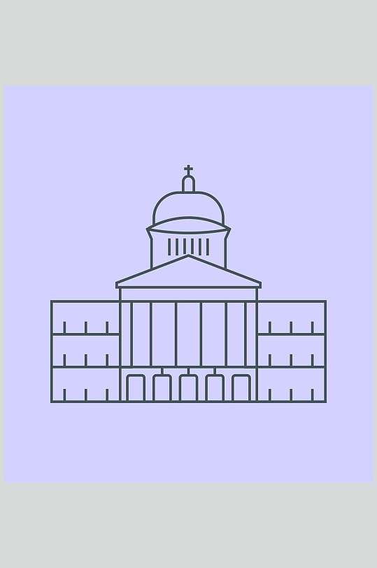 简笔画风国家建筑插图矢量素材