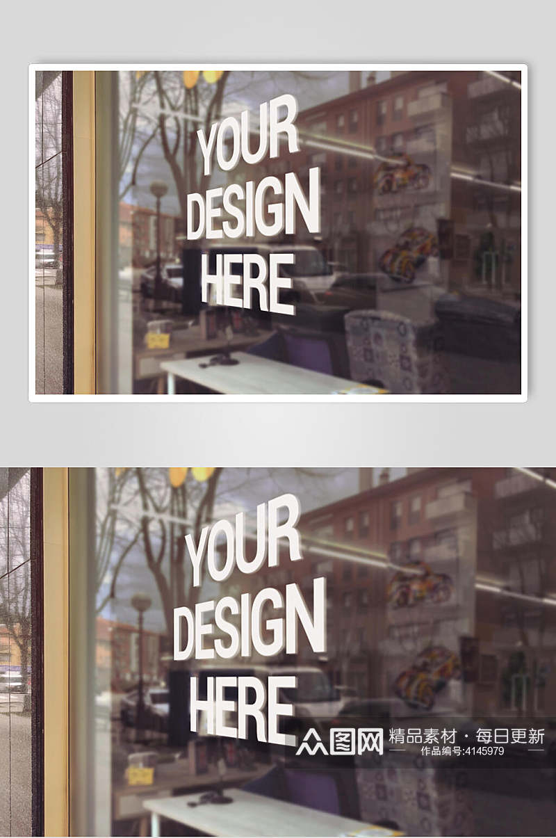 英文字母反光门框玻璃logo样机素材