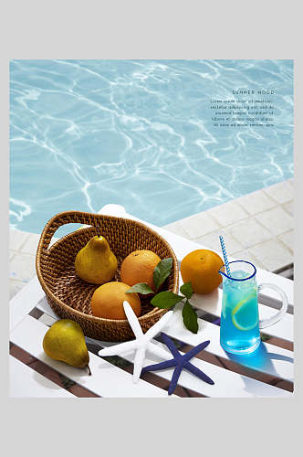 夏季水果饮料背景海报