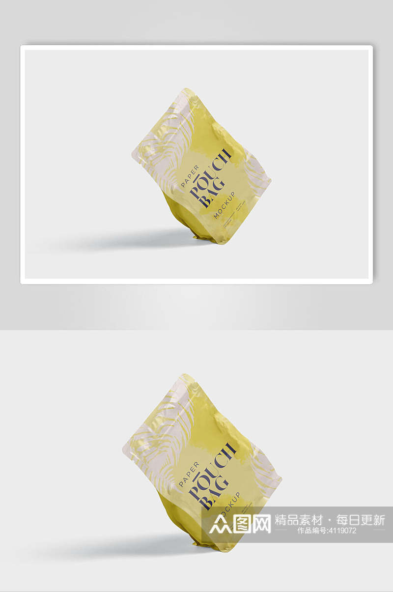 黄色小吃零食包装样机素材