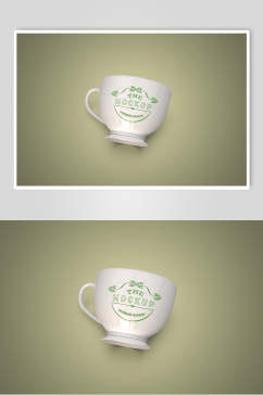 杯子绿色马克杯图案设计展示样机