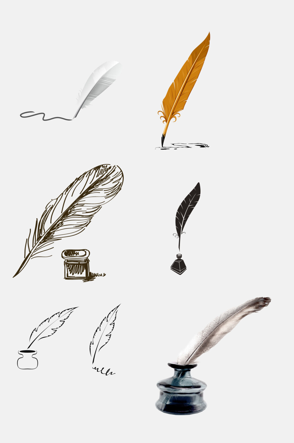 创意手绘羽毛笔免抠素材素材