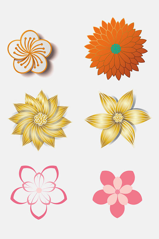 金色花朵花卉免抠元素
