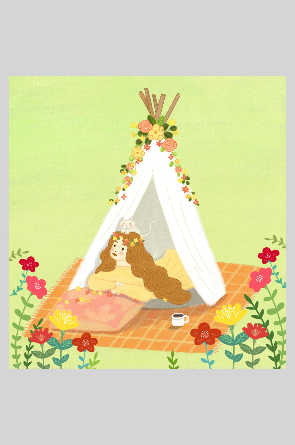 卡通浪漫女孩插画素材素材