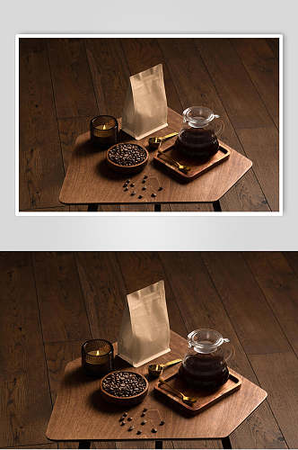 茶壶蜡烛棕咖啡牛皮纸包装样机
