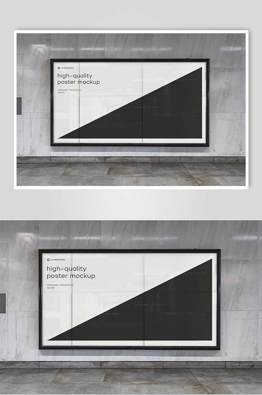 英文方框地铁站海报广告牌样机-众图网
