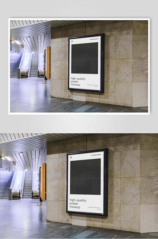 电梯方格地铁站海报广告牌样机