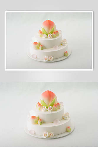 清新寿桃生日蛋糕食品美食图片
