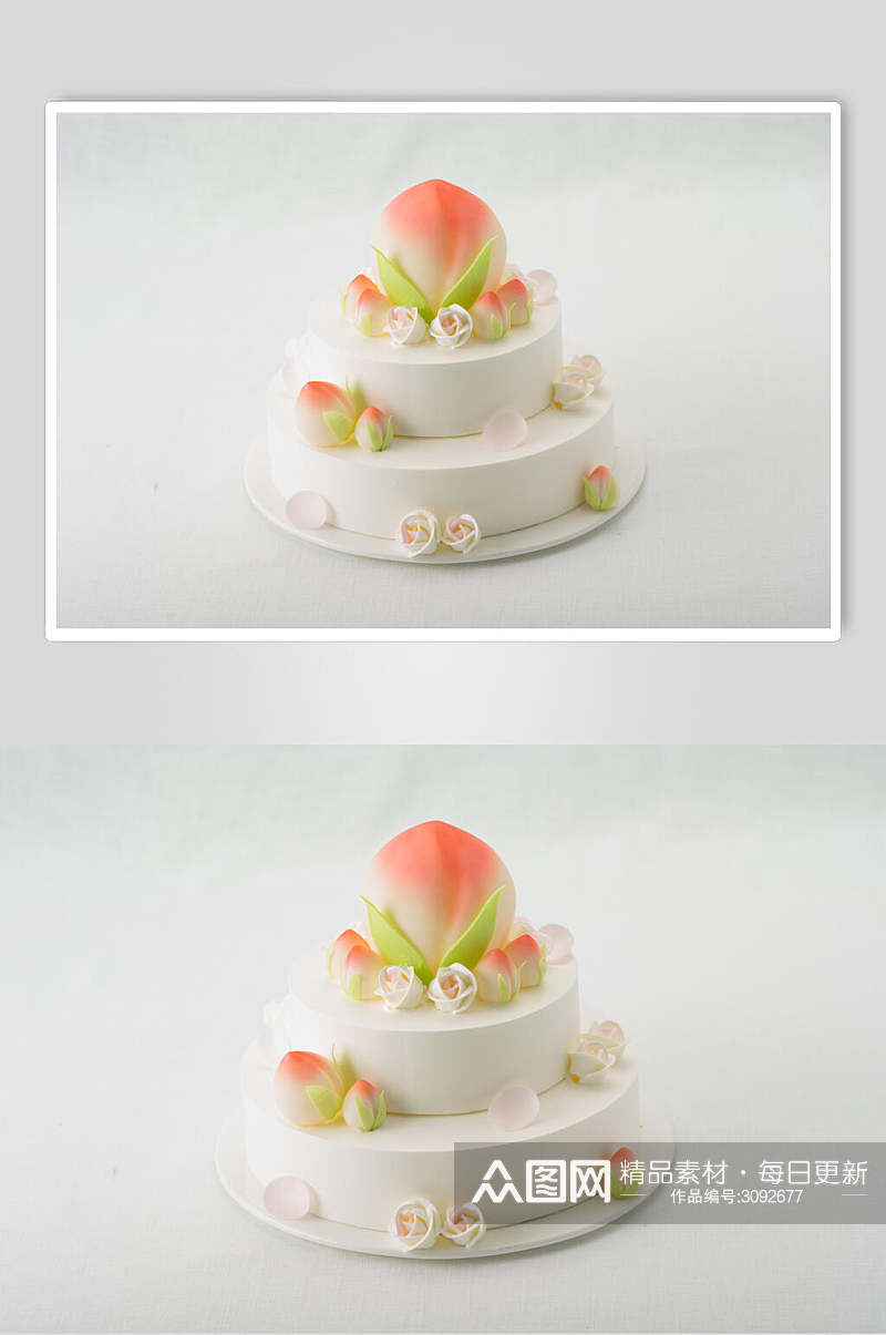清新寿桃生日蛋糕食品美食图片素材