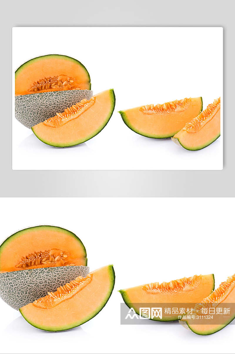 新鲜美味哈密瓜水果高清图片素材