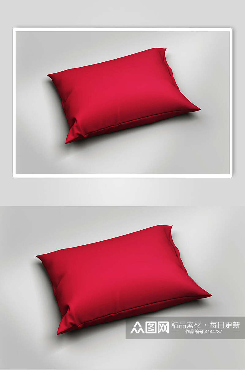 红灰简约时尚高端创意枕头床铺样机素材