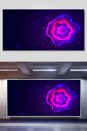 紫色科技感背景展板