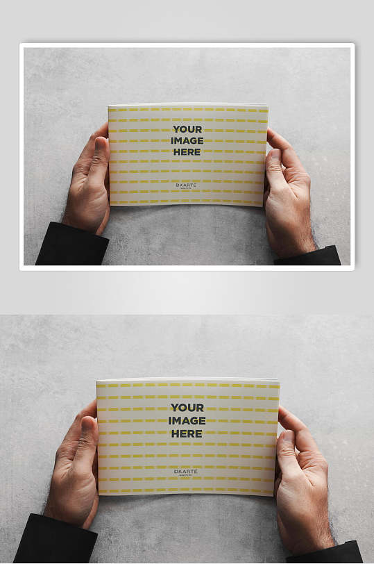 手指英文画册设计展示场景样机