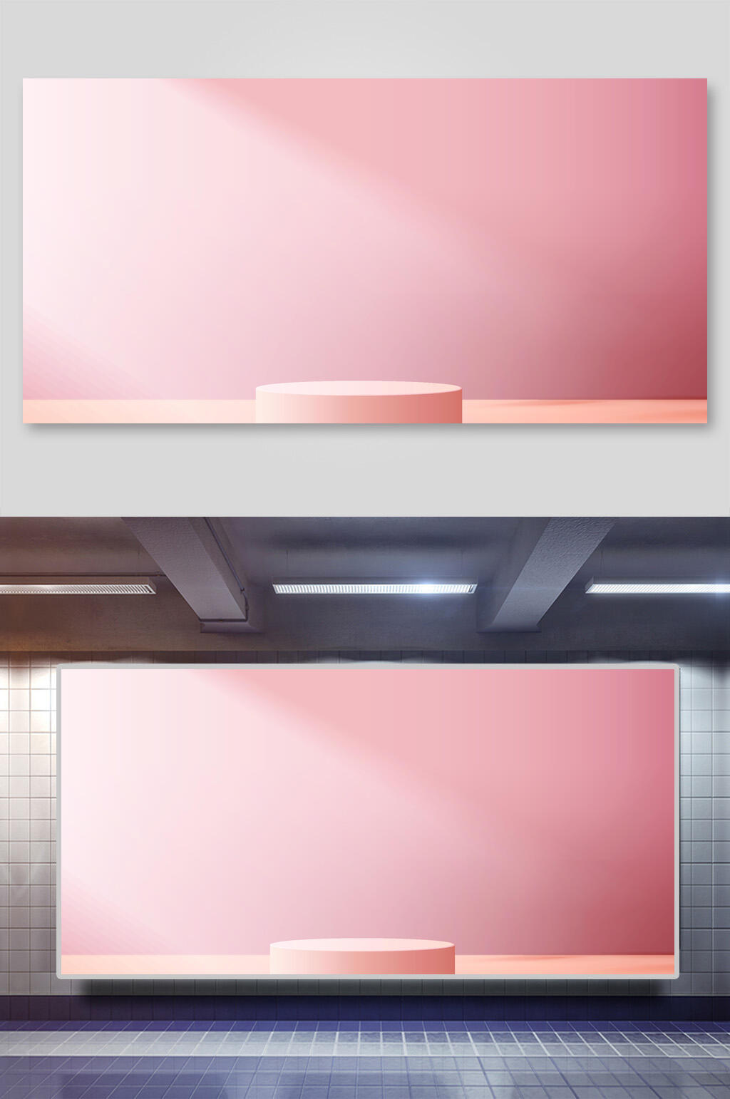 粉色电商产品展示台矢量背景展板