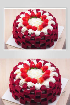 招牌草莓生日蛋糕食物摄影图片