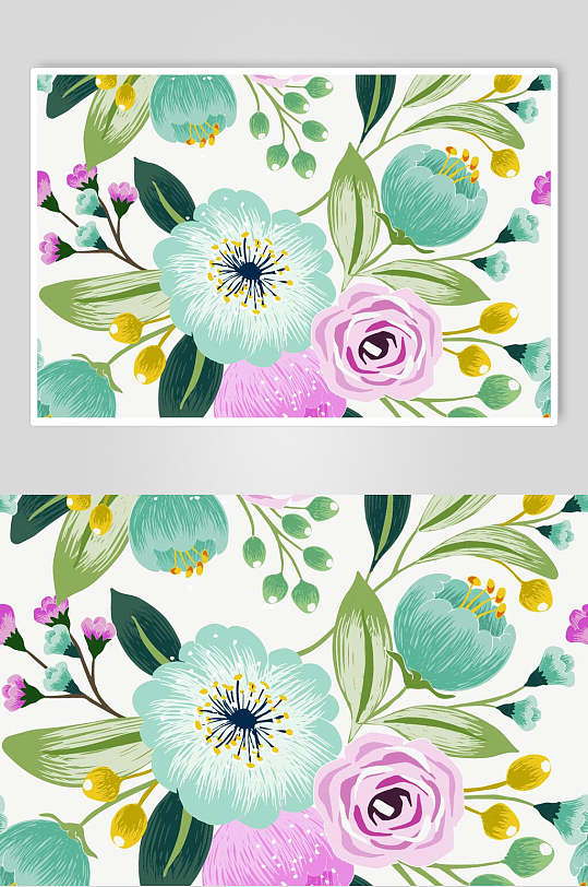 文创森系花卉图案矢量素材