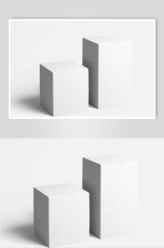 简约立体留白立方体包装盒贴图样机