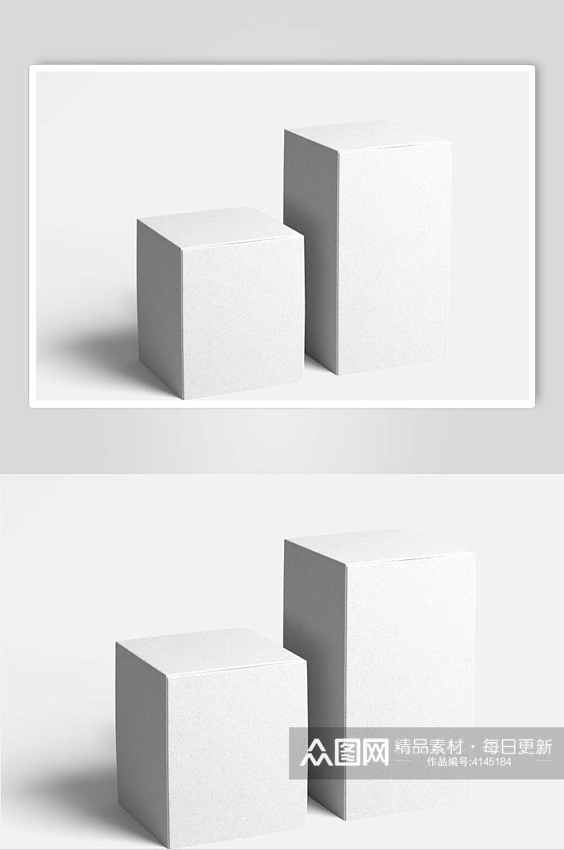 简约立体留白立方体包装盒贴图样机素材